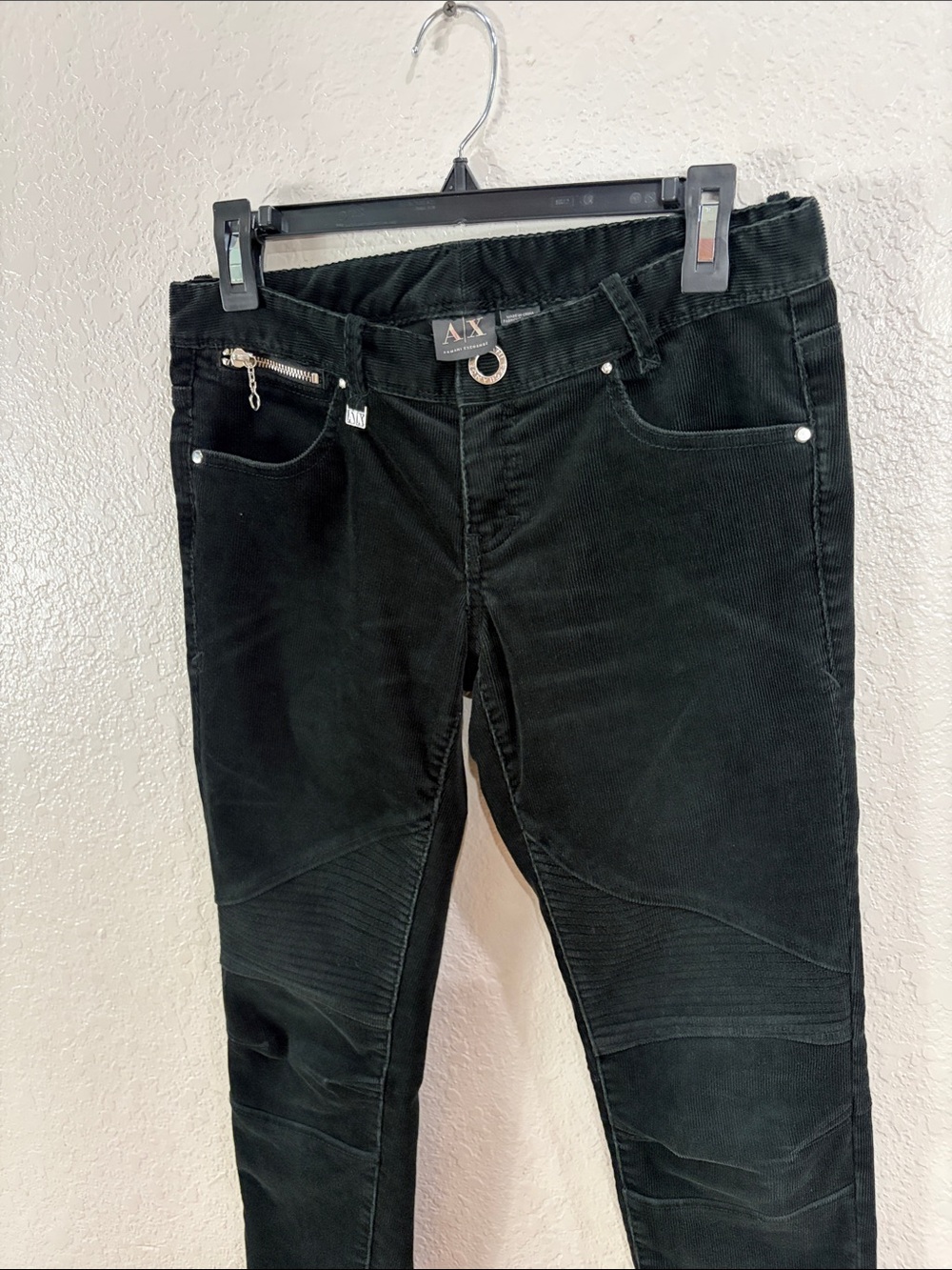 Armani Exchange,Black Women’s Moto Skinny Corduroy,Size 4. - Picture 3 of 17